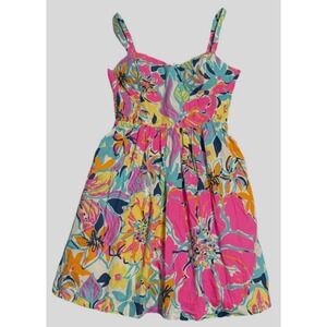 Lilly Pulitzer Dress 4 Christine Floral Besame Mucho Fit Flare Pockets Smocking